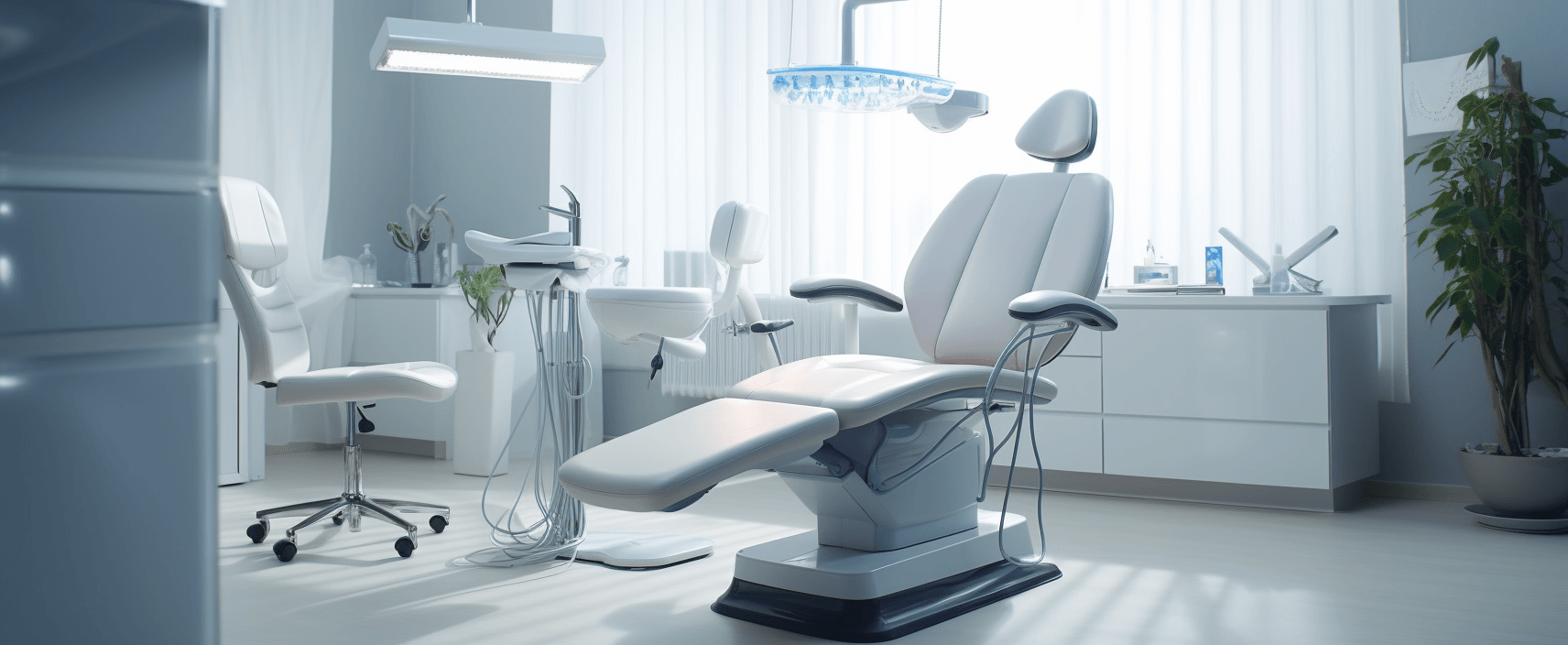 empty grey dental chair in a dental practice